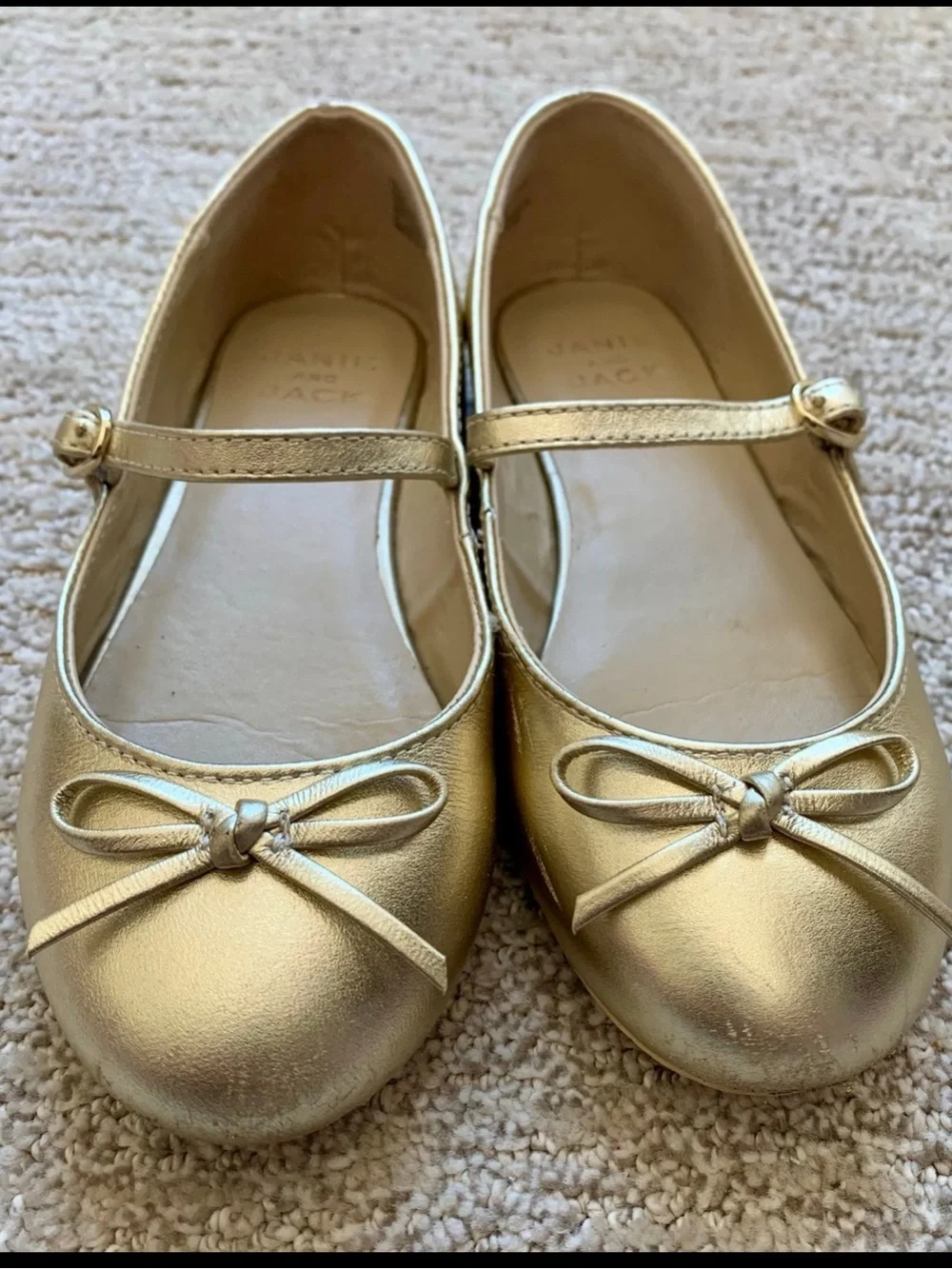 Janie and Jack Gold Mary Jane Bow Flats